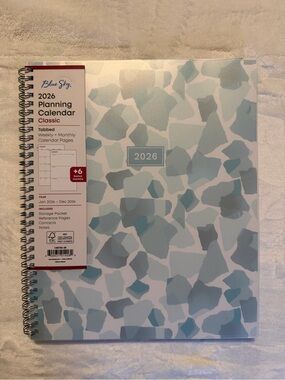 Blue Sky Light Blue & Teal Mosaic Spiral Planner
